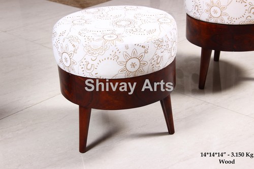 Sheesham Wood Round Pouffe Ottoman Lowseat Stool Chair for sitting
