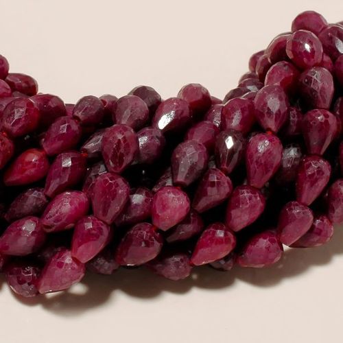 Faceted Drops - 7 Inch Natural Rulite Quartz Pear Cut Beads 6X9Mm To 7X10Mm, Queen Pink Color