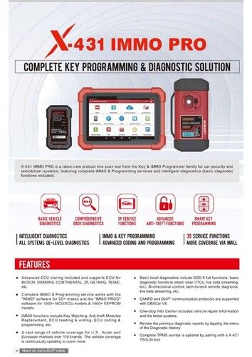 LAUNCH X-431IMMO PRO COMPLETE KEY PROGRAMMING  AND DIAGNOSTIC SOLUTION