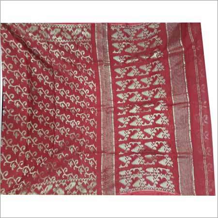 Tangail Saree - Cotton Silk Material, Red Color | Captivating Finish, Eye-Catching Look, Smooth and Soft Texture