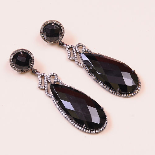 Buy Natural Black Onyx Stud Earrings Faceted Onyx Earrings Dangle Online in  India  Etsy