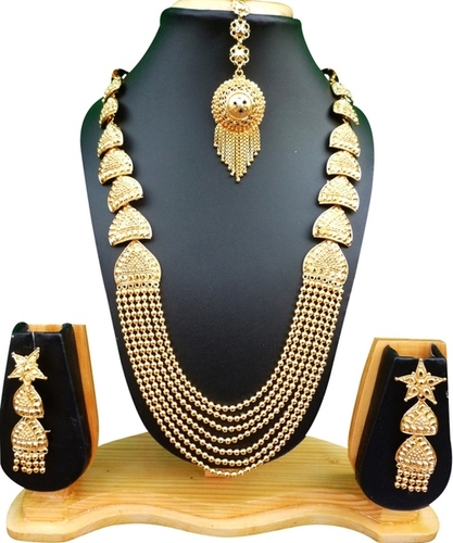 Gold Plated Necklace Earrings Set - 11 Inch, 22K Quality | Perfect for Weddings, Engagements, and Anniversaries