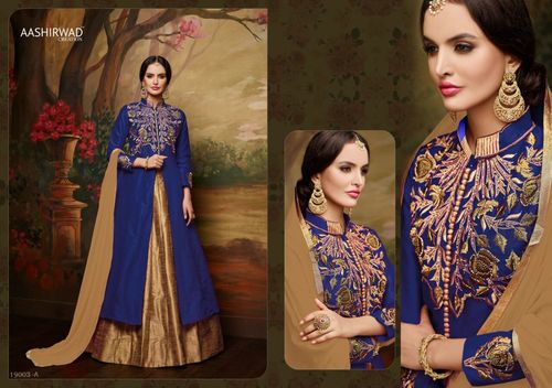 Bridal Salwar Kameez - Heavy Banglori Fabric, Blue Color, Embroidered Design | Ethnic Indian Wear for Bridal, Party, and Wedding Occasions