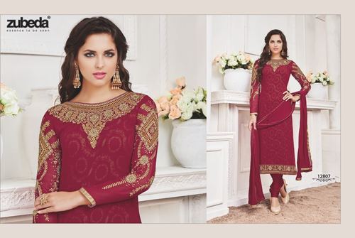 Gorgeous Salwar Suit - Georgette Material, Embroidered Pattern, Maroon Color | Bridal Wear, Party Wear, Wedding Wear