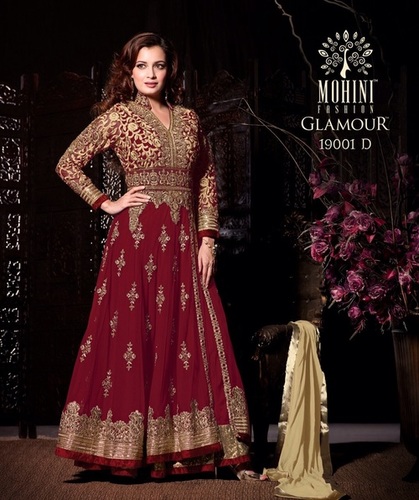 Designer Salwar Suit - Net Material, Embroidered Pattern | Premium Red Dupatta for Bridal and Party Wear