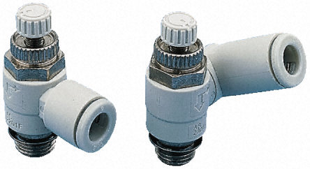 As3201f-u03-08 - Nylon, M3-1/2 Thread, 3.2-12mm Tube, 1mpa | Elbow, One-touch Fitting, Rotate Body, Meter-in/out, Push-lock Handle