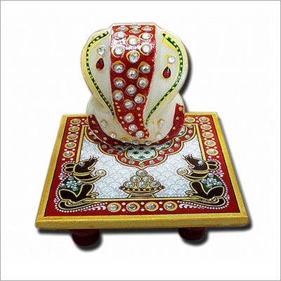 Marble Chowki 4x4 inch with Ganesha