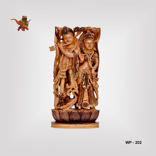 Cedar Wooden Antique Finish Radha Krishna