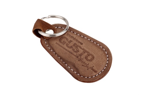 Leather Key Ring - Leatherette Oval Design, 2x1 inches, Black/Brown/Tan Colors, Custom Logo Option, Handy Key Holder