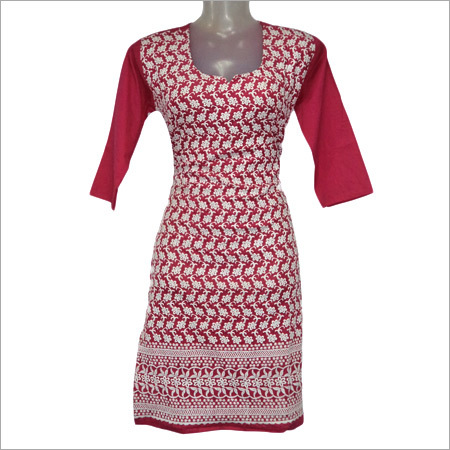 Red Printed Cotton Kurti