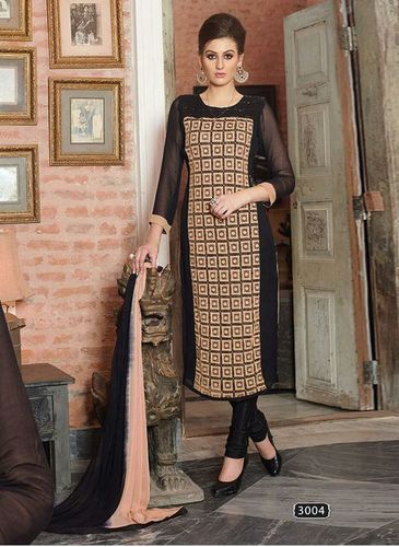 Black And Beige Embroidered Wedding Dress