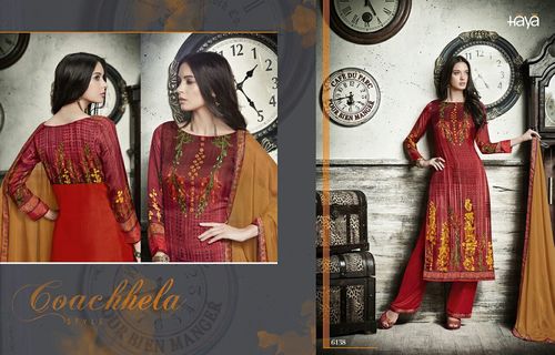 Red Buy Super Net Digital Print Suit Online