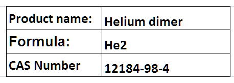 Helium Dimer - He2 Gas, CAS 12184-98-4, Purity 99.999% | Helium Discharge Lamp, Low Temperature Plasma Ionization