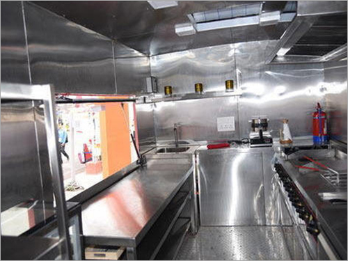 Front Serving Counter with Display Shelf Food Van Kitchen