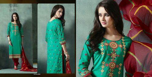 Green Embroidery Ladies Suits