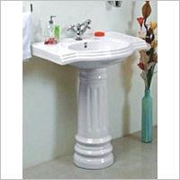 Wash Basin Pedestal - Ceramic Material, Elegant Smooth Finish , Ideal for Organized Washing in Hotels and Restaurants