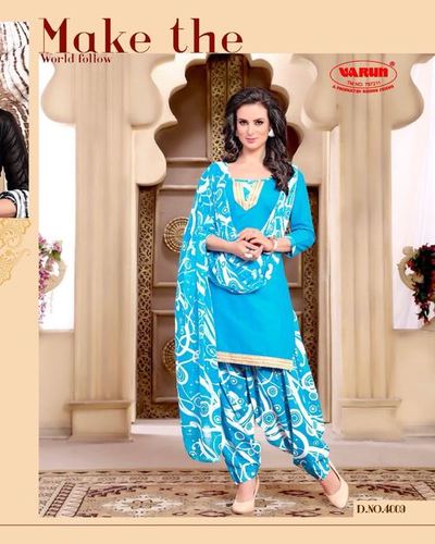 Pure Cotton Sky Blue Plain Patiyala Suit - 3/4 Sleeve Design, Lightweight, Smooth Texture, Ideal for Party and Daily Wear