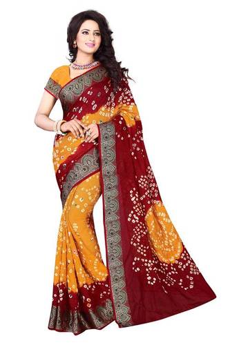 Yellow And Maroon Ladies Sarees