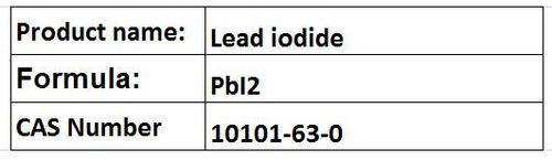 Lead Iodide - PbI2 Yellow Crystalline Solid, 99.9% Purity, Photovoltaic Reagent