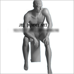 Men's Sitting Mannequin - Fiberglass Full Body Gray Color with Steel Base and Fixed Pose