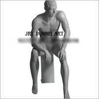 Men's Sitting Mannequin - Fiberglass Full Body, Gray Color With Steel Base And Fixed Pose