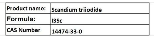 Scandium Triiodide - ScI3, Yellowish Powder, 99.9% Purity | Metal Halide Lamp Additive, Sealed Containers