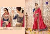 Peach Fancy Work Sarees
