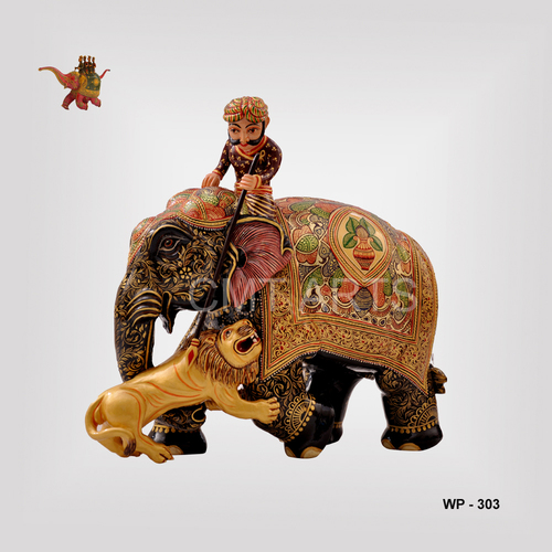 Cedar Wooden Painted Elephant