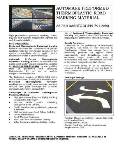 PREFORMED THERMOPLASTIC ROAD MARKING MATERIAL
