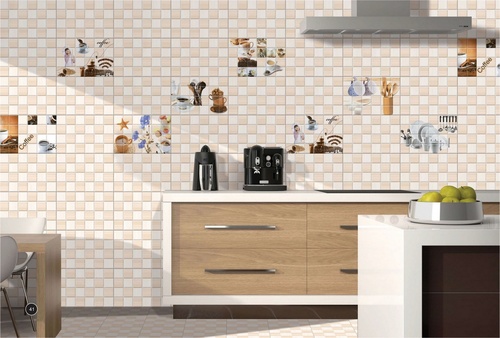 Cream Glossy Kithchen Concept For Wall Tiles