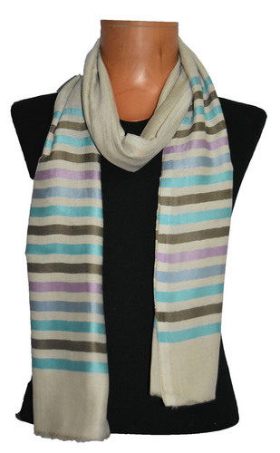 Fine Wool Silk Stripes Stole