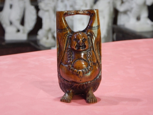 Red Wooden Laughing Buddha