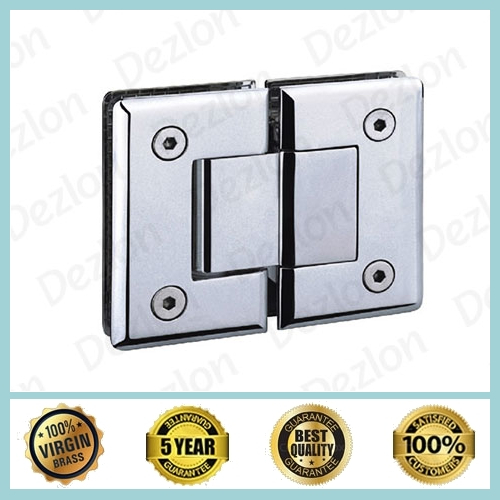 Silver Brass Shower Hinges Glass To Glass 180 Degree