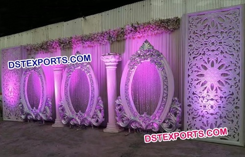 White Wedding Stage Backdrop Panels - FRP Material, Variable Sizes, White, Intricate Design, Lightweight, Self-Standing, Easy Setup