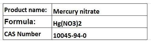 Mercury Nitrate - Colorless/White Crystalline Hg(NO3)2 | High Purity Water-Soluble Toxic Mercuration Reactions