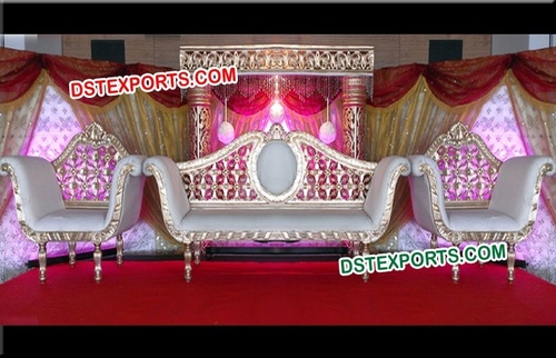 Wedding Designer Silver Carved Sofa Set