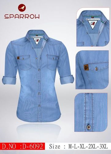 Blue Men'S Denim Shirt