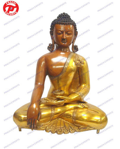 Buddha W/Out Base Orange And Golden Finish