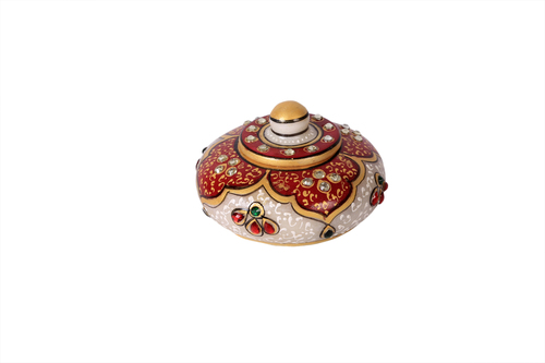 Indian Antique Marble Sindoor Dibbi