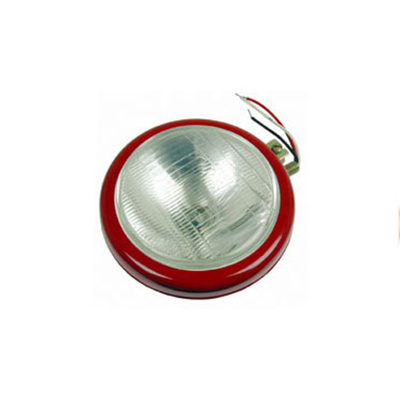 Head Light - Metal Glass, 100mm, Red, 12V 55W | Bright Light, Durable, Easy Install, Weatherproof, IP67