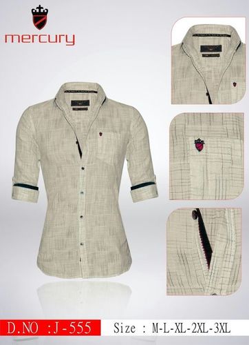 Men's Casual Shirt - Cotton, Available in Sizes L, M, XL, XXL, XXXL | Full Sleeves By Mercury