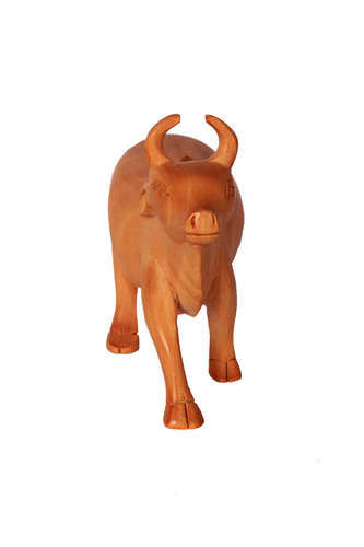 Wood Wooden Cow Statue
