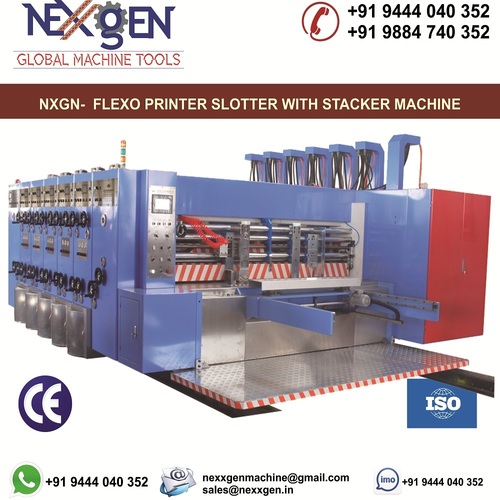 MULTI COLOUR FLEXO PRINTER SLOTTER WITH STACKER MACHINE