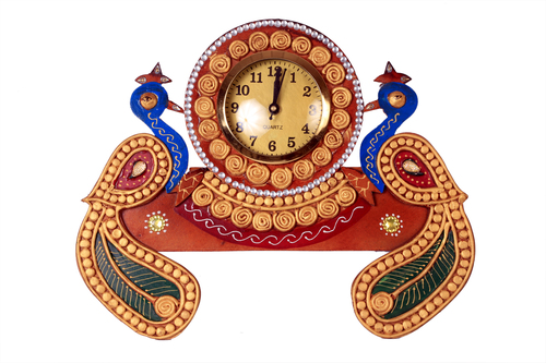 Antique Double Peacock Clock Papper Masi