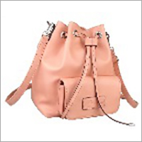 Pocket Bucket Bag - PU Material, 33x14x27 cm, Peach Color | Trendy Design with Extra Front Pocket for Small Items, Spacious Capacity for Everyday Use