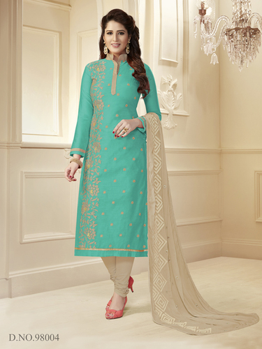 Teal Green Fashionable Dress Material
