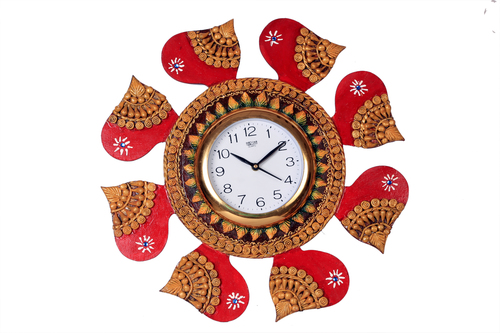Antique Red Round Clock Paper Masi