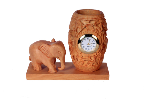 Antique Watch Elephant Pen Stand Wood Use: Birthday Gift
