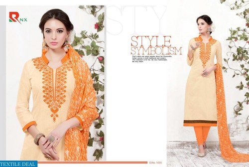 Orange Chanderi Silk Suit