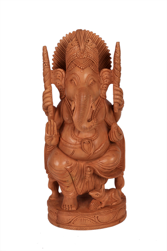 Wood Unique Wooden Specail Goal Ganesh 12"